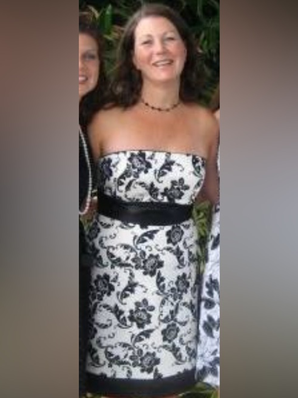 White House Black Market Black and White Floral Strapless Sheath Dress